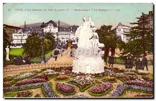 Ansichtskarte AK Nice Le Jardins Du Roi Albert Monument La Poesie