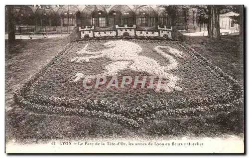 Cartes postales Lyon Le Parc de la Tete d&#39Or les armes de Lyon en Fleurs Naturelles Lion