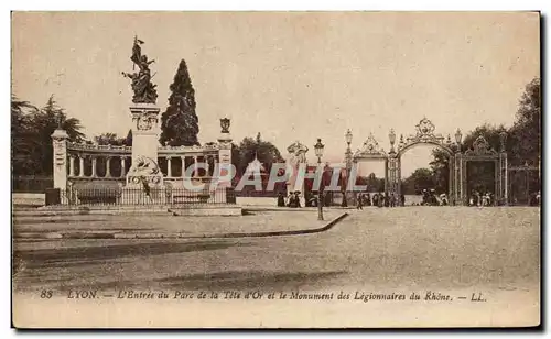 Cartes postales Lyon L&#39Entree du Parc de la Tete d&#39Or et le Monument des Legionnaires du Rhone