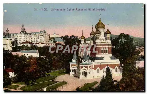 Cartes postales Nice La Nouvelle Eglise Russe et hotel Imperial