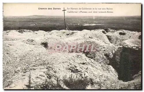 Cartes postales Chemin des Dames le plateau de Californie et la Vue vers Reims californie&#39s Plateau and view