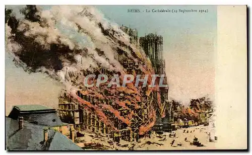 Cartes postales Reims La Catherdale Militaria