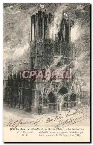 Ansichtskarte AK La Guerre Reims La Cathedrale Militaria