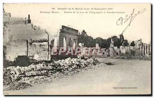 Ansichtskarte AK Bataille de la Marne Revigny Entree de la rue de Vitry apres le Bombardement Militaria