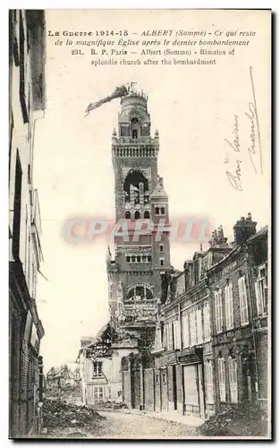 Cartes postales Albert Ce Qui Reste de la Magnifique Eglise apres le dernier bombardement Militaria