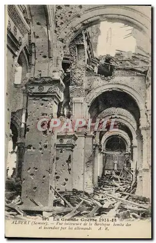 Cartes postales La Grande Guerre Albert Vue Interieure De La Basilique bombardee et incendiee par les allemands