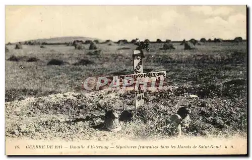 Cartes postales Guerre De Bataille D&#39Esternay Sepultures Francaises Dans Les Marais De Saint Gond