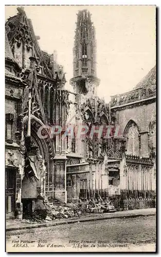 Cartes postales Arras Rue d'Amiens L'Eglise Du Saint Sacrement Militaria