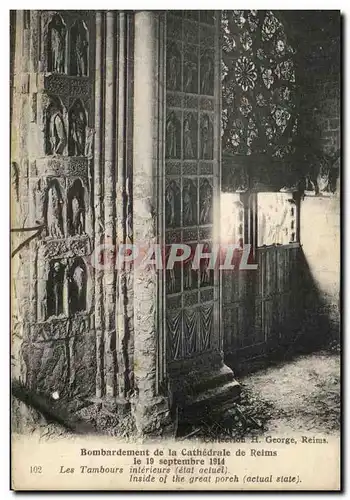 Cartes postales Bombardement De La Cathedrale De Reims Les Tambours Interieurs Militaria