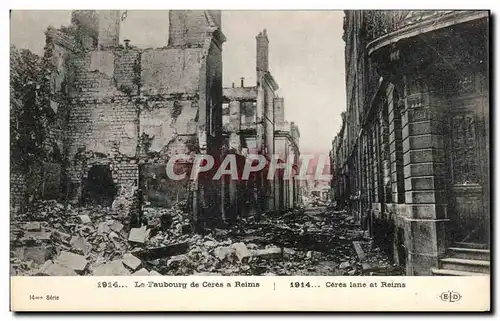 Cartes postales Le Faubourg de Ceres a Reims Militaria