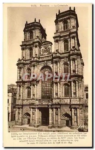 Ansichtskarte AK Rennes La Cathedrale Edifiee sur L&#39emplacement d&#39un temple paien transforme en cathedrale