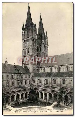 Ansichtskarte AK Caen Le Lycee Ancienne abbaye aux hommes cloitre et tours de l&#39eglise Saint Etienne