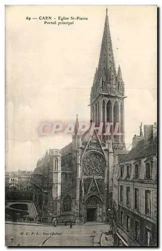 Cartes postales Caen Eglise St Pierre Portail PriniCartes postalesl