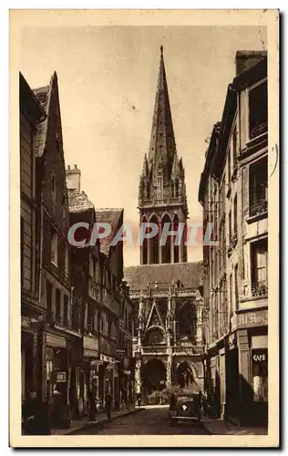 Ansichtskarte AK Caen La Rue Montoire Poissonnerie et eglise St pierre