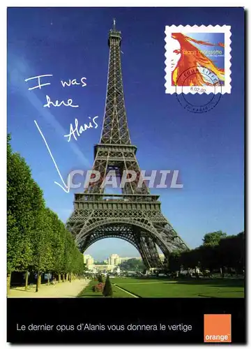 Cartes postales moderne Paris Le Dernier opus d'Alanis vous donnera le Vertige Orange Alanis Morissette
