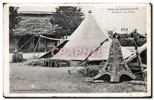 Ansichtskarte AK Paris Camp de Sissonne Decoration des Tentes Militaria Tour Eiffel