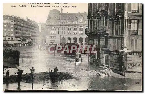 Cartes postales Paris Gare Saint Lazare vue de la Rue de Rome