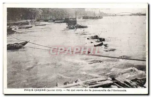 Cartes postales Paris Inonde Ce Qui Reste de la Passerelle de l&#39Estacade