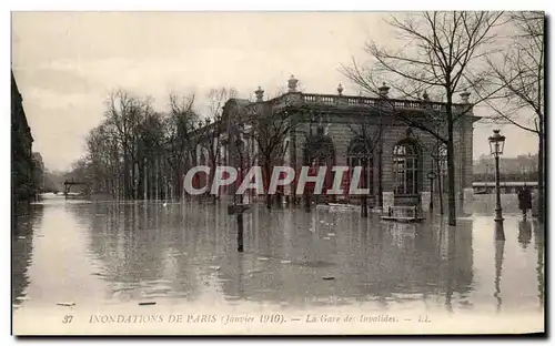 Cartes postales Paris Inondations de Paris La Gare des Invalides