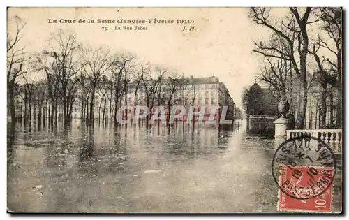 Cartes postales La Crue de la Seine La Rue Faber Paris Inondations