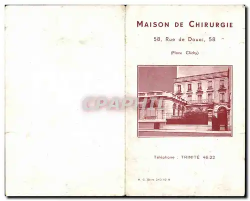 FEuillet Maison de Chirurgie Rue De Douai Place Clichy