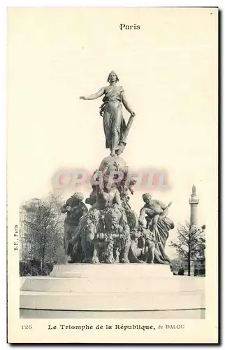 Cartes postales Paris Le Triomphe de la Republique de Dalou Lion