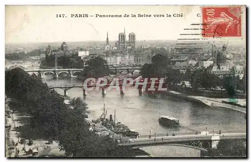 Cartes postales Paris Panoramique De La Seine Vers La Cite Notre Dame