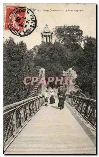 Cartes postales Paris Buttes chaumont Le Pont Suspendu