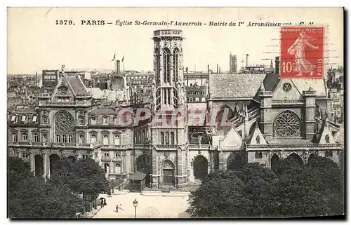 Cartes postales Paris Eglise St Germain L&#39Auxerrois Mairie Du 1er Arrondissenent