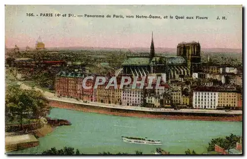 Cartes postales Paris Panorama De Paris Vers Notre Dame Et Le Quai Qux Fleurs