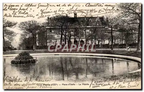 Ansichtskarte AK Paris Place d&#39Italie la Mairie La Bassin