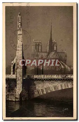 Ansichtskarte AK Paris En Flanant Notre Dame et Statue de Ste Genevieve