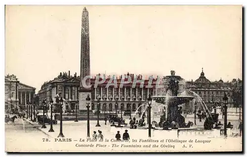 Ansichtskarte AK Paris La Place de la Concorde les Fontaines et I&#39Obelisque de Louqsor Concorde Place