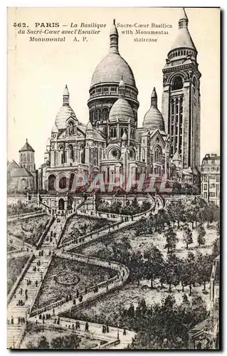 Ansichtskarte AK Paris La Basilique du Sacre Coeur avec I&#39Escalier Monumental