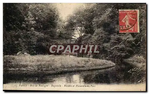 Cartes postales Paris Au Bois de Boulogne Bagatelle Riviere et Passerelle du Parc