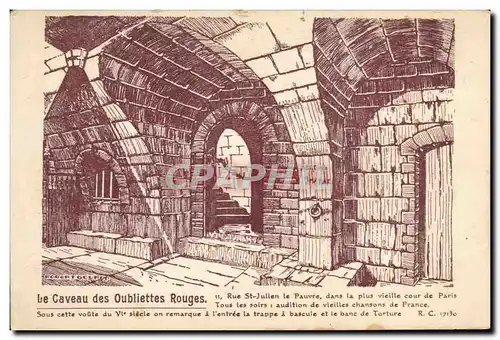 Cartes postales Le Caveau des Oubliettes Rouges Rue St Julien le Pauvre dan sla plus vieille cour de Paris Paris