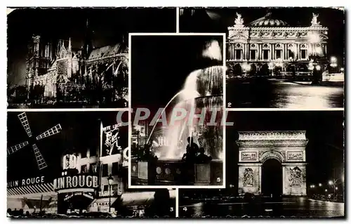 Moderne Karte Paris La Nuit Notre Dame L&#39Opera Le Moulin Rouge L&#39Arc Triomphe