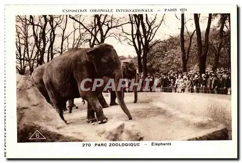 Cartes postales Expostion Coloniale Internationale Paris Parc Zoologique Elephants