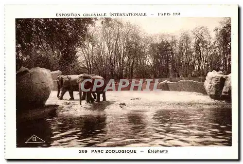 Ansichtskarte AK Expostion Coloniale Internationale Paris Parc Zoologique Elephants