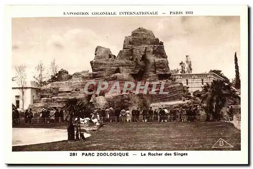 Cartes postales Expostion Coloniale Internationale Paris Parc Zoologique les Rocher des Singes