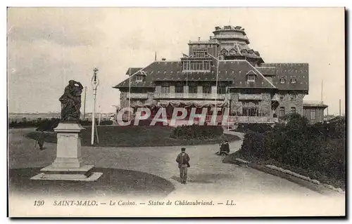 Ansichtskarte AK Saint Malo Le Casino Statue De Chateaubriand