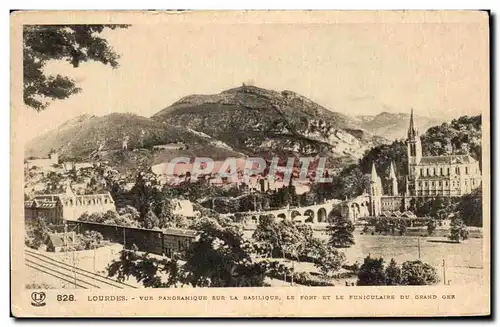 Cartes postales Lourdes Vue Panoramique Sur La Basilique Le Fort et Le Funiculaire de Grand Ger