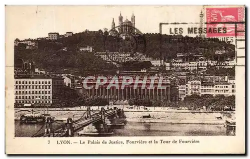 Cartes postales Lyon Le palais de Justice Fourviere et la Tour de Fourviere