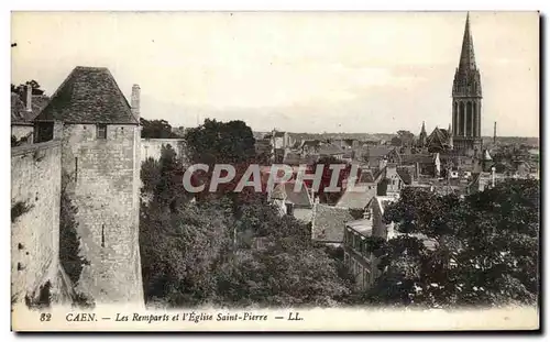 Cartes postales Caen Les remparts et l&#39Eglise Saint Pierre