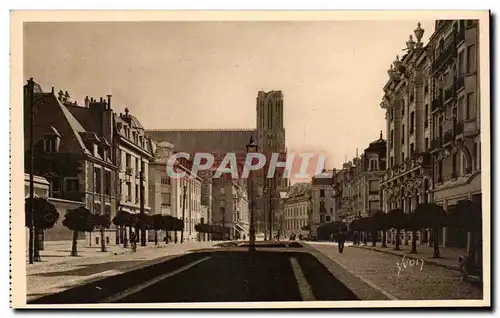 Ansichtskarte AK Reims Le Cours Langlet et la Cathedrale