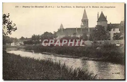 Ansichtskarte AK Paray le Monial La Bourbince La basilique et la maison des Chapelains