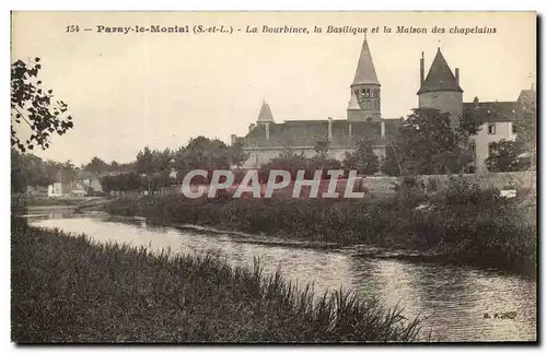 Cartes postales Paray le Monial La Bourbince La basilique et la maison des Chapelains