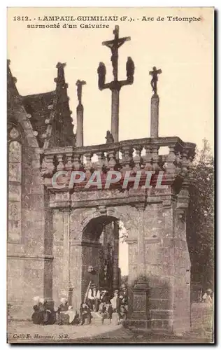 Cartes postales L&#39Ampaul Guimiliau Surmonte Arc de Trlomphe surmonte d&#39un Calvaire Enfants