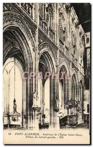 Cartes postales Pont Audemer Interieur de L'Eglise Saint Ouen Piliers du lateral gauche