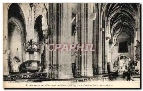 Cartes postales Pont Audemer Interieur de L'Eglise Saint Ouen Piliers du lateral gauche